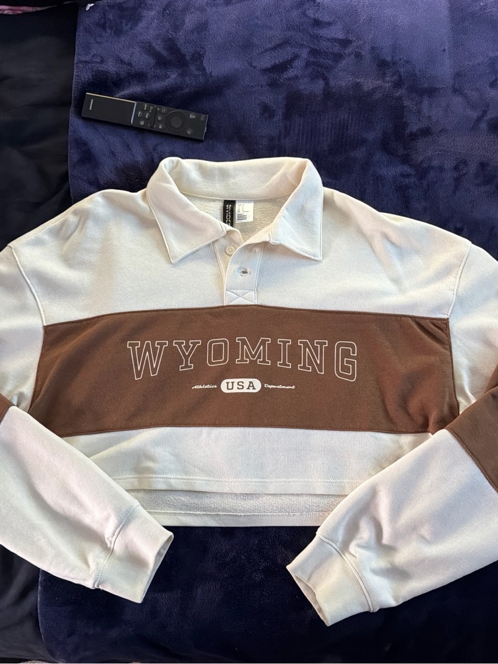 Divided Cream and Brown Crewneck Rugby Sweater